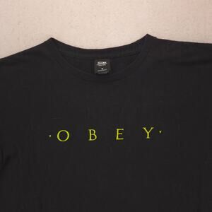 Obey Casual Crew Neck Short Sleeve Graphic Shirt Mens Size Medium M Black